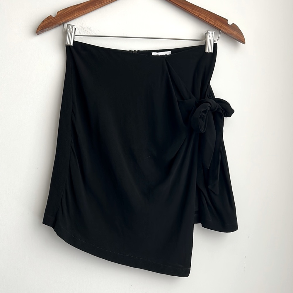 Princess Polly Black Front Tie Asymmetrical Mini Skirt
